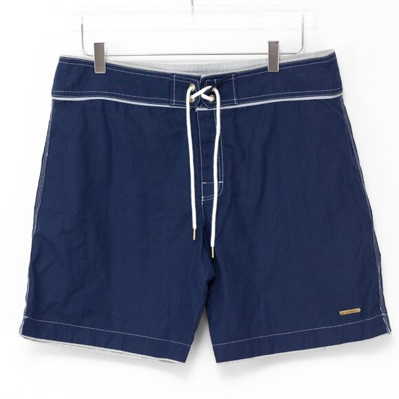 Parke & Ronen Sim Trunks Board Shorts Lined Drawstring Blue Size 34